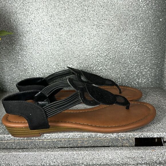 Sugar Black Boho Hippie Thong Sandals Shoes Size 8.5 - Picture 3 of 6